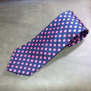 Brooks Brothers Navy Tie with Pink Polka Dots